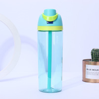 Dd3940 Nieuwe Fitness Sport Waterfles Dubbele Drinkstro Transparant Plastic Pop-Up Deksel Voor Rondleidingen Reizen Fruit Beker