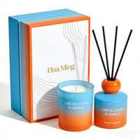 Vente flash, diffuseur de parfum en verre de haute qualité, couleur personnalisée, décoration d'intérieur, ensemble cadeau de bougie parfumée de luxe