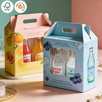 Boîte d'emballage en carton ondulé écologique, recyclable et réutilisable pour bière, avec poignée découpée, impression personnalisée et fenêtre, pour boissons en bouteille ou cadeaux