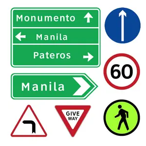 필리핀 반사 녹색 고속도로 도로 표지판 PH 필리핀 교통 표지판 방향 경고 표지판