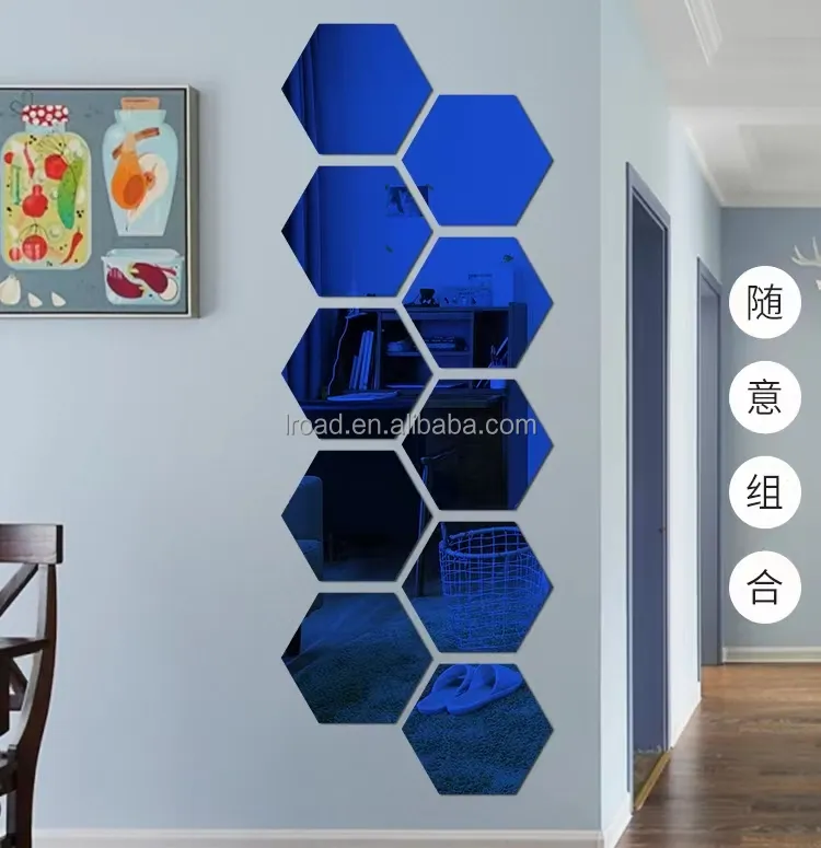 DIY moderne woninginrichting woonkamer decor polygonal spiegel sticker