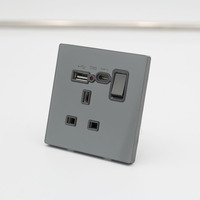 Prise murale USB Type-C BENDI C35 13A IP22, panneau en verre trempé ignifuge pour PC industriel, contact en cuivre pur, 250V Europe