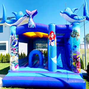 Castillo inflable con temática del mundo marino, castillo hinchable comercial para niños con tobogán. - Product Image 1