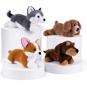 Jouet en peluche pour chien, animal en peluche mignon couché, Husky, Corgi, <span class=keywords><strong>Teckel</strong></span>, vente en gros, OEM, EN71, blanc, gris, jouets en peluche pour chien - Product Image 1