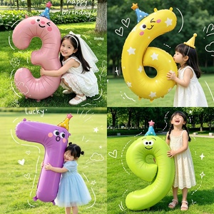 บอลลูนฟอยล์อะลูมิเนียมลายการ์ตูนขนาด 40 นิ้ว สำหรับตกแต่งหน้าป้ายวันเกิด ตัวเลข 0-9  แบบขายส่ง  เป็นมิตรกับสิ่งแวดล้อม ทนทาน เหมาะสำหรับงานเลี้ยงฉลองวันเกิดและงานเลี้ยงฉลองทารก - Product Image 2