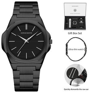 HANNAH MARTIN <b>Watch</b> Factory Stainless Steel Band <b>Men</b> <b>Quartz</b> <b>Watch</b> Set for Gift with Box 6.8MM Ultra Thin Montre Pour Homme - Product Image 3