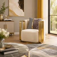 Moderner Luxus Goldener Metallrahmen Kugelsessel Akzent-Sofa Drehbarer Sessel Wohnzimmer Schlafzimmer Esszimmer Möbel Hochwertiger Stoff