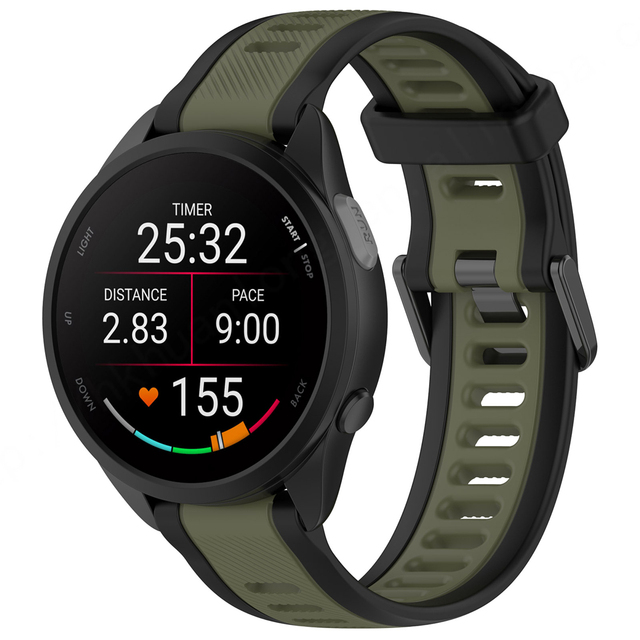 HUANLONG Adjustable Rubber Sport Watch Band Dual Color Garmin Forerunner 165 Soft Breathable Waterproof Elastic Fashion