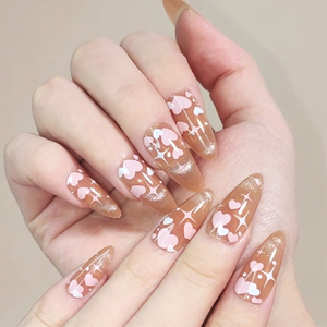 Venta al por mayor <span class=keywords><strong>a</strong></span> granel Prensa en suministros de uñas caja de embalaje uñas artificiales de almendra corta <span class=keywords><strong>para</strong></span> niñas lindo clip de ojo de gato rosa en juego de uñas - Product Image 4