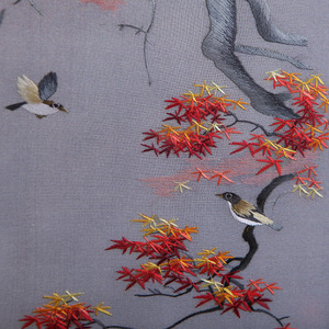 Suzhou Style Double Sided Embroidered <b>Screen</b> Red Maple Design Handmade Silk Craft <b>Decor</b> For Living Room Study Traditional - Product Image 2