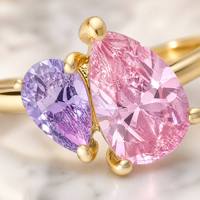 Anillo de Piedra de Nacimiento para Mujer, Anillo Toi Et Moi de Zirconia, 12 Colores, Resistente al Agua, Hipoalergénico, Chapado en Oro, Cobre, Regalo de Aniversario Personalizado