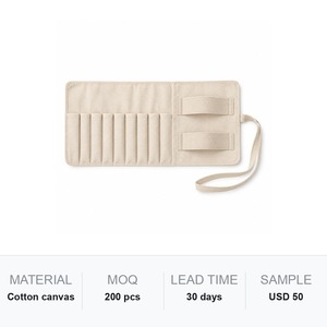 กระเป๋าใส่ปากกาแบบม้วน ผ้าแคนวาส EDC ออแกไนเซอร์ สายเคเบิล กระเป๋าใส่เครื่องมือ  โลโก้สั่งทำ  ซัพพลายเออร์กล่องใส่เครื่องเขียน ขายส่ง - Product Image 6