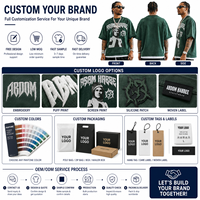 T-shirt Homme Oversize en Coton Streetwear Vert Personnalisé, Impression Sérigraphique, Délavé à l'Acide, Coupe Boxy Courte, Motif Graphique