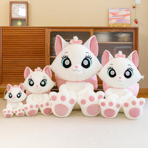 핑크 나비 넥타이 마리 고양이 봉제 장난감 메리 고양이 박제 동물 장난감 귀여운 부드러운 박제 흰색 고양이 장난감 동물 베개 어린이 선물 - Product Image 1