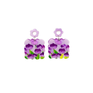 Pendientes colgantes florales morados con forma de flor, 12 piezas, joyería de moda para mujer - Product Image 2