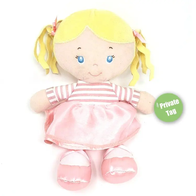 Custom 25cm KIDS PREFERRED BLONDE HAIR PINK Satin DRESS STUFFED ANIMAL BABY Girl toy PLUSH DOLL