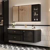 Cuvette intégrée de luxe en marbre français taille personnalisable vanités de salle de bain en chêne avec design moderne Table de lavabo personnalisée
