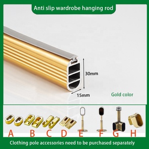 Asta ovale in lega di alluminio per armadio, <span class=keywords><strong>tubo</strong></span> <span class=keywords><strong>appendiabiti</strong></span> 30x15mm, nero opaco, grigio, oro spazzolato - Product Image 4