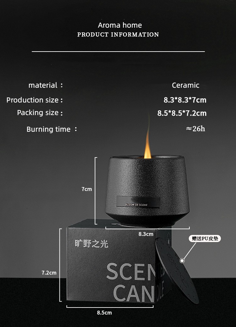AROMA EV Toptan Özel Ev Dekoratif Siyah Ahşap Fitil Buzlu Yaratıcı Seramik Metal Kapaklı Kokulu Mumlar 1