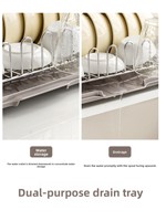 Égouttoir à vaisselle double couche LANZYLO en acier inoxydable, résistant à la rouille, anti-basculement, antidérapant, organisateur de cuisine pour évier