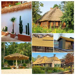 SENKE 50mm giallo erba rotolo sintetico artificiale Reed Palm paglia sbarre calcio giardino gazebo paglia sintetica tetto artificiale - Product Image 2