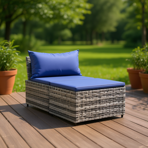 Reposapiés de Ratán Sintético Gris Kisa con Cojines, Complemento Cómodo para Muebles de Exterior - Product Image 2