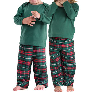 Bouton avant Plaid vert doux Noël famille correspondant 100 coton chat chien animal pyjamas ensemble - Product Image 4