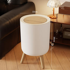 बड़ी क्षमता 12 एल पर्यावरण के अनुकूल कचरा बिन रेट्रो चीनी लकड़ी के अनाज ढक्कन खुले शीर्ष पीपी घरेलू रसोई बाथरूम भंडारण बाल्टी - Product Image 3