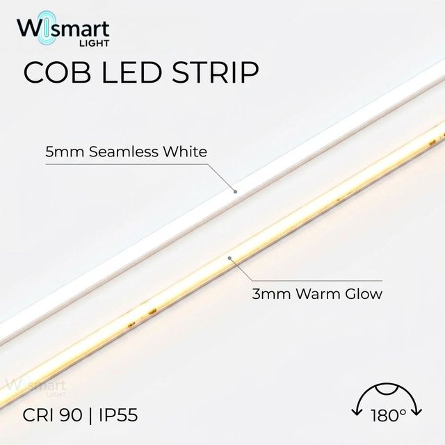 Waterproof Seamless Linear Tape 12V/24V/5V COB LED Strip Light 12mm CRI90 Easy Installation for Hotel Decor 3000K/4000K/6000K