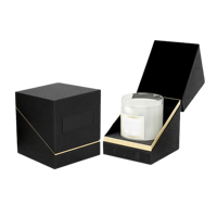 Boîte cadeau personnalisée noire pour bougie avec insert pour bougie en pot, cadeaux de détail, impression de logo personnalisé, OEM ODM, vente en gros