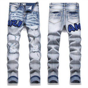<span class=keywords><strong>Jeans</strong></span> Dritti da <span class=keywords><strong>Uomo</strong></span> Amiri all'Ingrosso di Fabbrica di Alta Qualità Lavaggio Distrutto Versione Identica 1 a 1 con Etichetta del Marchio - Product Image 6