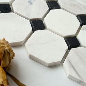 Mosaico <span class=keywords><strong>de</strong></span> Travertino Moderno <span class=keywords><strong>de</strong></span> Alta Gama para Decoración <span class=keywords><strong>de</strong></span> Paredes Exteriores, Uso en Hoteles, Piscinas y Villas, 10 mm, Negro y Blanco, Resistente al Agua - Product Image 4