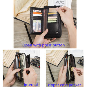 Cartera de Pulsera Delgada de Cuero Genuino con Bloqueo RFID para Hombre, Cartera de Regalo con Ranura Trasera para Teléfono y Bolsillo con Cremallera para Monedas - Product Image 2