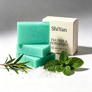 Jabón Corporal Refrescante Deportivo con Aceite Esencial de Menta y Árbol de Té para Hombres, Jabón en Barra Exfoliante de Sal Marina Antibacterial de Limpieza Profunda - Product Image 1