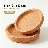 Sous-verre en liège naturel concave, résistant à la chaleur, antidérapant, protection de table pour tasses à café et thé, usage quotidien à la maison et en cuisine