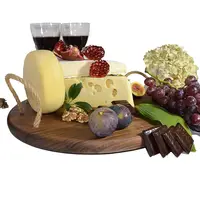 Organik Charcuterie tabağı ahşap peynir tahtası dize kolu ile şarap kraker Brie ve et