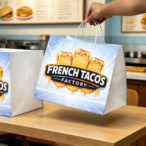 Sac en papier kraft jetable, épaissi, écologique, biodégradable et recyclable pour tacos français, restauration et vente à emporter - Product Image 6