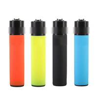 Briquet à gaz en plastique grand format avec impression UV personnalisée, rechargeable, revêtement caoutchouc, avec logo sur mesure, vente en gros