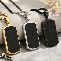 Collier pendentif militaire multicolore en acier inoxydable, breloques rectangulaires vierges pour hommes et femmes, fournitures de bijoux