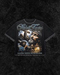 T-shirt imprimé pour homme, coupe classique, manches courtes, style streetwear, impression photo, col rond, noir, 100% coton, respirant, séchage rapide, pour l'extérieur - Product Image 5
