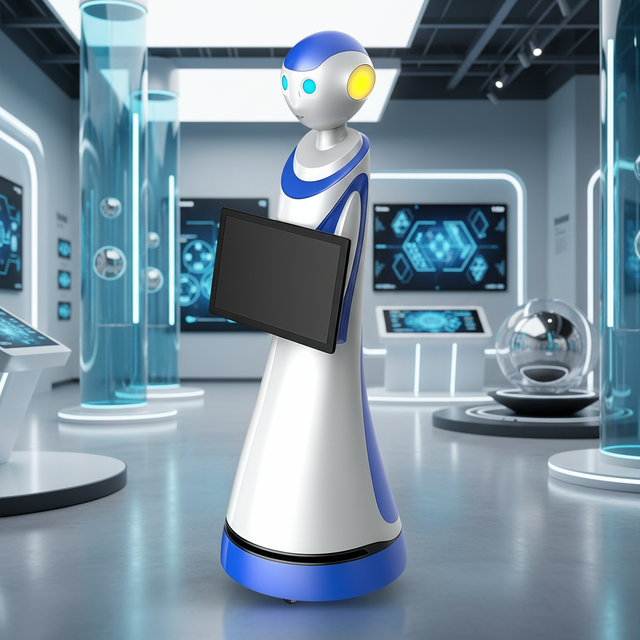 Business Facial Recognition Intelligent Office Reception Robot with Lidar Navigation 1080p Camera 12-Hour Operation