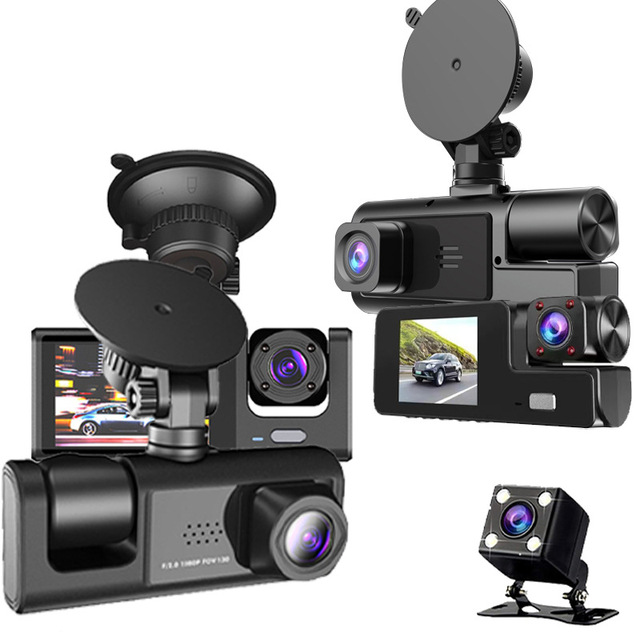 Cross-border Bestseller 1080P Triple-camera Dashcam WiFi Mobile Phone Connectivity 170 Angle Infrared Night Vision In-stock