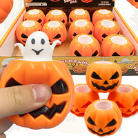 Squishy TPR/Silicone Halloween Pompoen Spook Pop Mini Knijp Speelgoed 12 Stuks Decompressie Stress Verlichting Fidget Speelgoed Displaydoos