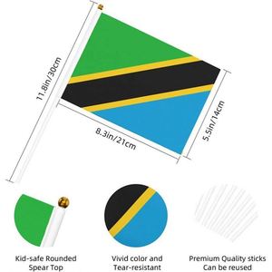 ธงโพลีเอสเตอร์แทนซาเนีย สีเดียว ด้านหน้าและด้านหลังแตกต่างกัน ขนาดเล็ก พกพาสะดวก สำหรับตกแต่งงานอีเว้นท์ระดับชาติ - Product Image 4