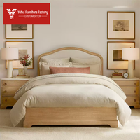 Lit de chambre à coucher de style campagnard américain en bois massif, lit double, lit simple, lit en tissu rembourré de style rétro français