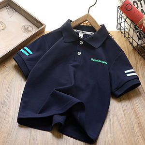 Polo d'été pour enfants à manches courtes, décontracté, séchage rapide, col à revers, respirant, T-shirt de sport tendance, vente en gros - Product Image 2