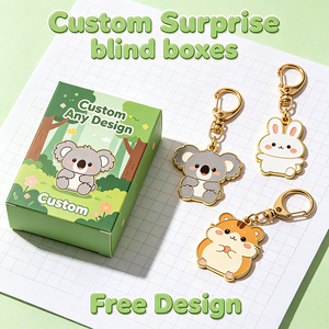 Porte-clés miniatures en métal personnalisés, cadeau surprise tendance, personnage de dessin animé mystérieux, boîte mystère pour garçons et filles - Product Image 1
