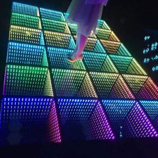 ชั้น Led ดีเจดิสโก้ไนท์คลับ DMX 3D เวลาอุโมงค์ RGB 3 In 1นำแสงฟลอร์เต้นรำ