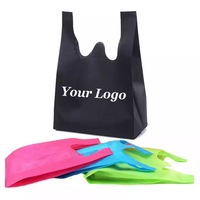 Sacs de supermarché réutilisables Huimei écologiques en non-tissé pliables extra-larges avec bandoulière personnalisée et motif de lettres imprimé