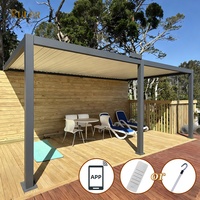 Pergola bioclimatique en aluminium à lames orientables motorisée, imperméable, pour jardin, terrasse, avec revêtement en poudre